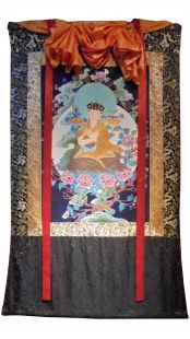 第三世噶瑪巴 讓炯多傑 (自生金剛) 金漆手繪唐卡